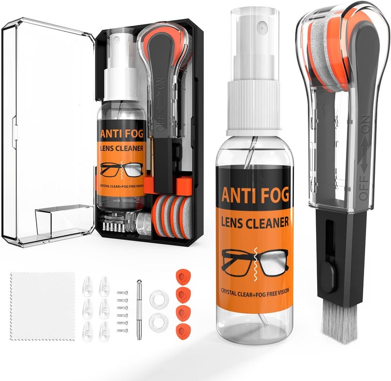 MAXSURE Glasses Cleaner,8 in 1 Glasses Cleaning Kit with 24H Anti Fog Eyeglass Cleaner Spray| Portable Glasses Cleaner Tool|Eye Glass Clean Cloths, Glasses Anti Slip with Soft Eyeglass Nose Pads & Ear Grip - Image 1